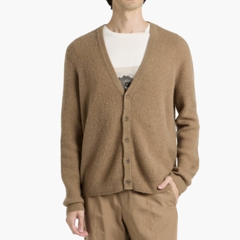 PAIGE Homann Brushed Ribbed Merino Wool Blend Cardigan Size Medium $250